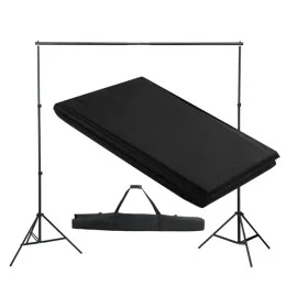 Sistema de soporte de telón fondo 300x300 cm negro de vidaXL, Fondos - Ref: Foro24-160067, Precio: 74,80 €, Descuento: %