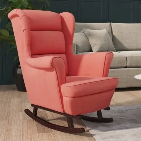Silla mecedora con patas de madera de caucho terciopelo rosa de vidaXL, Mecedoras - Ref: Foro24-329367, Precio: 285,11 €, Des...