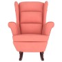 Silla mecedora con patas de madera de caucho terciopelo rosa de vidaXL, Mecedoras - Ref: Foro24-329367, Precio: 290,28 €, Des...