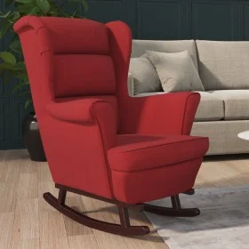 Silla mecedora con patas de madera de caucho terciopelo rojo de vidaXL, Mecedoras - Ref: Foro24-329368, Precio: 253,46 €, Des...