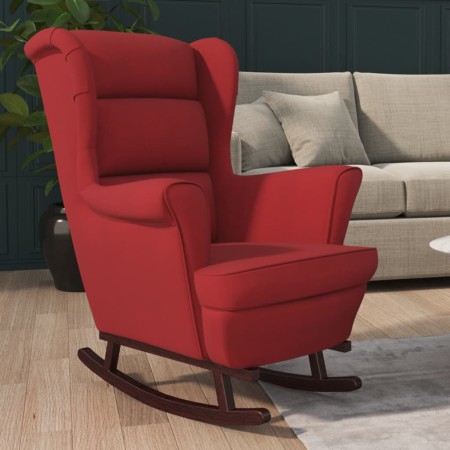 Silla mecedora con patas de madera de caucho terciopelo rojo de vidaXL, Mecedoras - Ref: Foro24-329368, Precio: 256,85 €, Des...