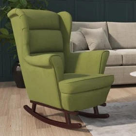 Rocking chair rubber wood legs light green velvet by vidaXL, Rocking chairs - Ref: Foro24-329366, Price: 242,24 €, Discount: %