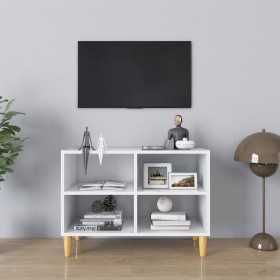 Mueble de TV con patas de madera maciza blanco 69,5x30x50 cm de vidaXL, Muebles TV - Ref: Foro24-805923, Precio: 48,15 €, Des...