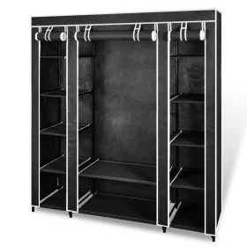 Armario de tela compartimentos y varillas negro 45x150x176 cm de vidaXL, Armarios roperos - Ref: Foro24-240495, Precio: 54,81...