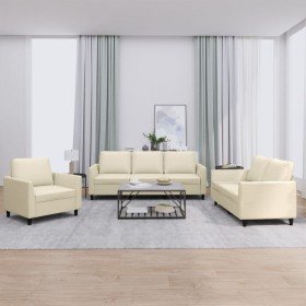 Juego de sofás con cojines 3 piezas cuero sintético crema en Sofás | Comprar online en Foru.es