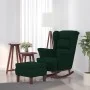 Sillón mecedora patas madera y taburete terciopelo verde oscuro de vidaXL, Mecedoras - Ref: Foro24-3121232, Precio: 335,68 €,...