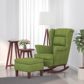 Sillón mecedora patas madera y taburete terciopelo verde claro de vidaXL, Mecedoras - Ref: Foro24-3121233, Precio: 294,95 €, ...