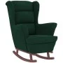 Sillón mecedora patas madera y taburete terciopelo verde oscuro de vidaXL, Mecedoras - Ref: Foro24-3121232, Precio: 335,68 €,...