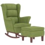 Sillón mecedora patas madera y taburete terciopelo verde claro de vidaXL, Mecedoras - Ref: Foro24-3121233, Precio: 294,95 €, ...