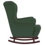 Sillón mecedora patas madera y taburete terciopelo verde oscuro de vidaXL, Mecedoras - Ref: Foro24-3121232, Precio: 335,68 €,...