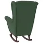Sillón mecedora patas madera y taburete terciopelo verde oscuro de vidaXL, Mecedoras - Ref: Foro24-3121232, Precio: 335,68 €,...