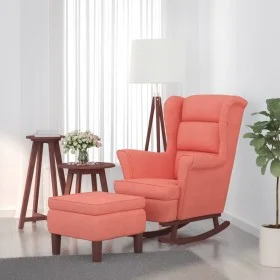 Schaukelstuhl mit Holzbeinen und rosa Samthocker von vidaXL, Schaukelstühle - Ref: Foro24-3121234, Preis: 354,72 €, Rabatt: %