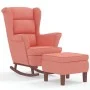 Sillón mecedora patas madera y taburete terciopelo rosa de vidaXL, Mecedoras - Ref: Foro24-3121234, Precio: 354,72 €, Descuen...