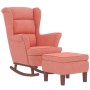 Sillón mecedora patas madera y taburete terciopelo rosa de vidaXL, Mecedoras - Ref: Foro24-3121234, Precio: 361,28 €, Descuen...