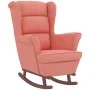 Sillón mecedora patas madera y taburete terciopelo rosa de vidaXL, Mecedoras - Ref: Foro24-3121234, Precio: 354,72 €, Descuen...