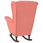Sillón mecedora patas madera y taburete terciopelo rosa de vidaXL, Mecedoras - Ref: Foro24-3121234, Precio: 354,72 €, Descuen...