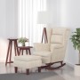 Sillón mecedora patas madera y taburete terciopelo color crema de vidaXL, Mecedoras - Ref: Foro24-3121239, Precio: 352,59 €, ...