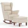 Sillón mecedora patas madera y taburete terciopelo color crema de vidaXL, Mecedoras - Ref: Foro24-3121239, Precio: 352,59 €, ...