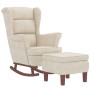 Sillón mecedora patas madera y taburete terciopelo color crema de vidaXL, Mecedoras - Ref: Foro24-3121239, Precio: 352,59 €, ...