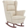 Sillón mecedora patas madera y taburete terciopelo color crema de vidaXL, Mecedoras - Ref: Foro24-3121239, Precio: 352,59 €, ...