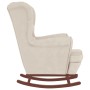 Sillón mecedora patas madera y taburete terciopelo color crema de vidaXL, Mecedoras - Ref: Foro24-3121239, Precio: 352,59 €, ...