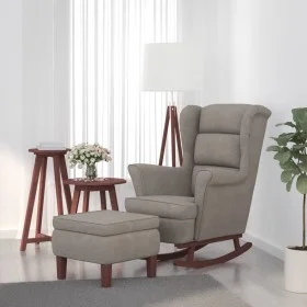 Sillón mecedora patas madera y taburete terciopelo gris claro de vidaXL, Mecedoras - Ref: Foro24-3121230, Precio: 275,90 €, D...