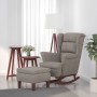Sillón mecedora patas madera y taburete terciopelo gris claro de vidaXL, Mecedoras - Ref: Foro24-3121230, Precio: 279,92 €, D...