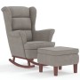 Sillón mecedora patas madera y taburete terciopelo gris claro de vidaXL, Mecedoras - Ref: Foro24-3121230, Precio: 279,92 €, D...
