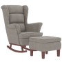 Sillón mecedora patas madera y taburete terciopelo gris claro de vidaXL, Mecedoras - Ref: Foro24-3121230, Precio: 279,92 €, D...