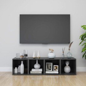 Muebles TV 4 uds madera contrachapada gris brillo 37x35x37 cm de vidaXL, Muebles TV - Ref: Foro24-805524, Precio: 51,63 €, De...