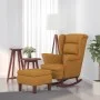 Sillón mecedora patas madera y taburete terciopelo marrón de vidaXL, Mecedoras - Ref: Foro24-3121238, Precio: 343,26 €, Descu...