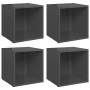 Muebles TV 4 uds madera contrachapada gris brillo 37x35x37 cm de vidaXL, Muebles TV - Ref: Foro24-805524, Precio: 51,63 €, De...