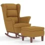 Sillón mecedora patas madera y taburete terciopelo marrón de vidaXL, Mecedoras - Ref: Foro24-3121238, Precio: 343,26 €, Descu...
