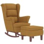 Sillón mecedora patas madera y taburete terciopelo marrón de vidaXL, Mecedoras - Ref: Foro24-3121238, Precio: 299,72 €, Descu...