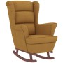 Sillón mecedora patas madera y taburete terciopelo marrón de vidaXL, Mecedoras - Ref: Foro24-3121238, Precio: 299,72 €, Descu...