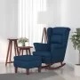 Sillón mecedora patas madera y taburete terciopelo azul de vidaXL, Mecedoras - Ref: Foro24-3121229, Precio: 270,52 €, Descuen...