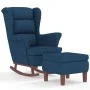 Sillón mecedora patas madera y taburete terciopelo azul de vidaXL, Mecedoras - Ref: Foro24-3121229, Precio: 270,52 €, Descuen...