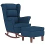 Sillón mecedora patas madera y taburete terciopelo azul de vidaXL, Mecedoras - Ref: Foro24-3121229, Precio: 270,52 €, Descuen...