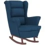 Sillón mecedora patas madera y taburete terciopelo azul de vidaXL, Mecedoras - Ref: Foro24-3121229, Precio: 270,52 €, Descuen...