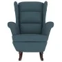 Sillón mecedora patas madera y taburete terciopelo azul de vidaXL, Mecedoras - Ref: Foro24-3121229, Precio: 270,52 €, Descuen...