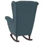 Sillón mecedora patas madera y taburete terciopelo azul de vidaXL, Mecedoras - Ref: Foro24-3121229, Precio: 270,52 €, Descuen...