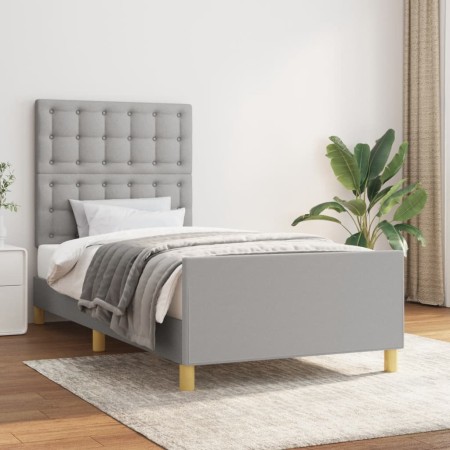 Estructura de cama con cabecero de tela gris claro 100x200 cm de vidaXL, Camas y somieres - Ref: Foro24-3125357, Precio: 138,...