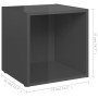 Muebles TV 4 uds madera contrachapada gris brillo 37x35x37 cm de vidaXL, Muebles TV - Ref: Foro24-805524, Precio: 51,63 €, De...