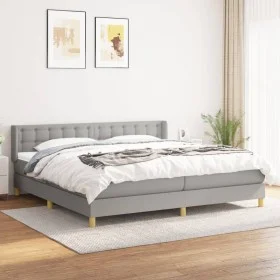Box spring bed with light gray fabric mattress 200x200 cm by vidaXL, Beds and slatted bases - Ref: Foro24-3130617, Price: 577...
