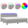 Cama box spring con colchón tela y LED gris claro 200x200 cm de vidaXL, Camas y somieres - Ref: Foro24-3133501, Precio: 601,0...