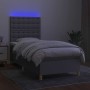Cama box spring colchón y luces LED tela gris claro 100x200 cm de vidaXL, Camas y somieres - Ref: Foro24-3135733, Precio: 348...