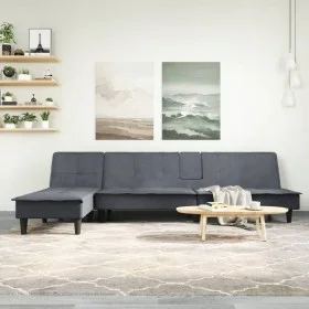 L-shaped sofa bed dark gray velvet 255x140x70 cm by vidaXL, Sofas - Ref: Foro24-3157261, Price: 434,09 €, Discount: %