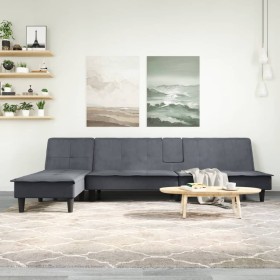 Sofá cama en forma de L terciopelo gris oscuro 255x140x70 cm de vidaXL, Sofás - Ref: Foro24-3157261, Precio: 424,52 €, Descue...