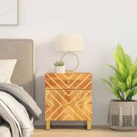 Mesita de noche madera maciza mango marrón y negro 50x33x60 c de vidaXL, Mesitas de noche - Ref: Foro24-356791, Precio: 65,76...
