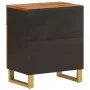 Mesita de noche madera maciza mango marrón y negro 50x33x60 c de vidaXL, Mesitas de noche - Ref: Foro24-356791, Precio: 65,76...
